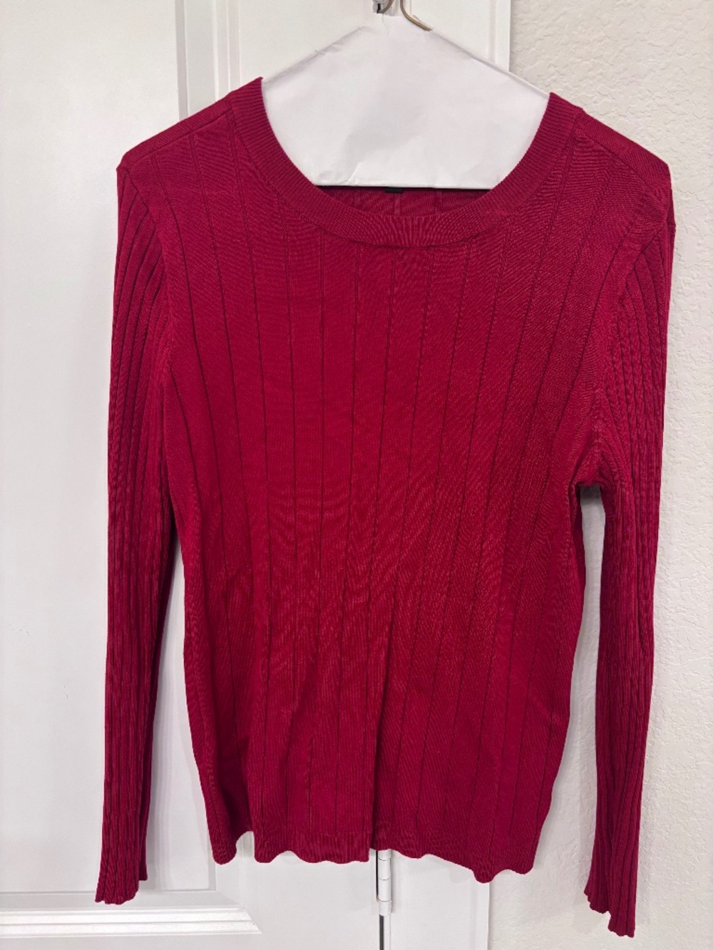 Red ribbed long sleeve shirt